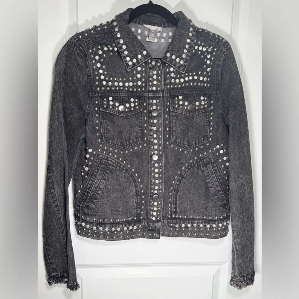 Aqua Luxe Studded Black Denim Jacket